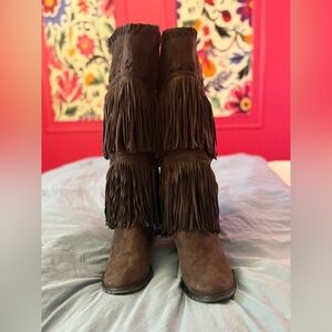 Fringe Brown Women's Boots - 9.5